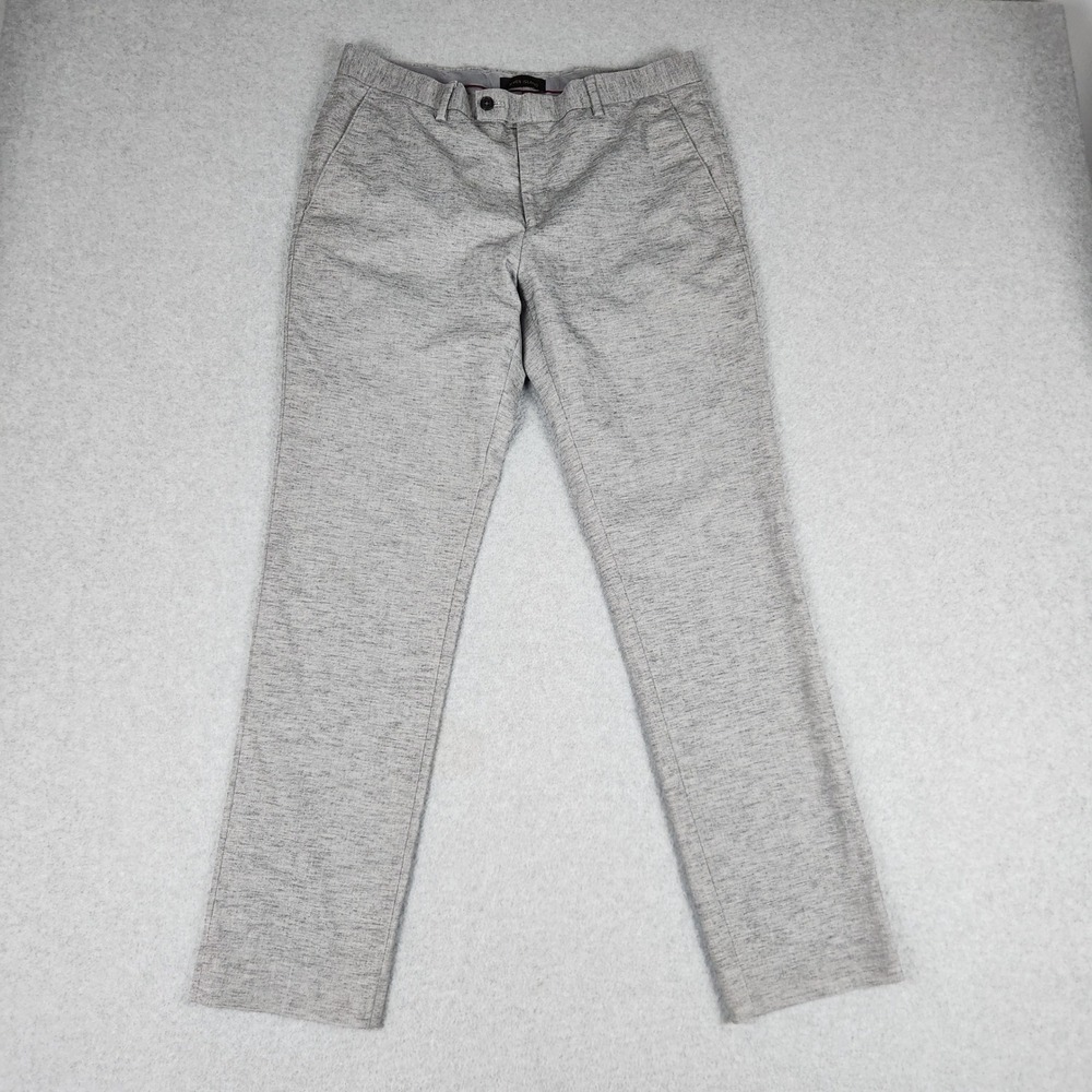 River Island Pants Mens 32x32 Gray Heathered Flat Front Slim Fit‎ Straight Leg